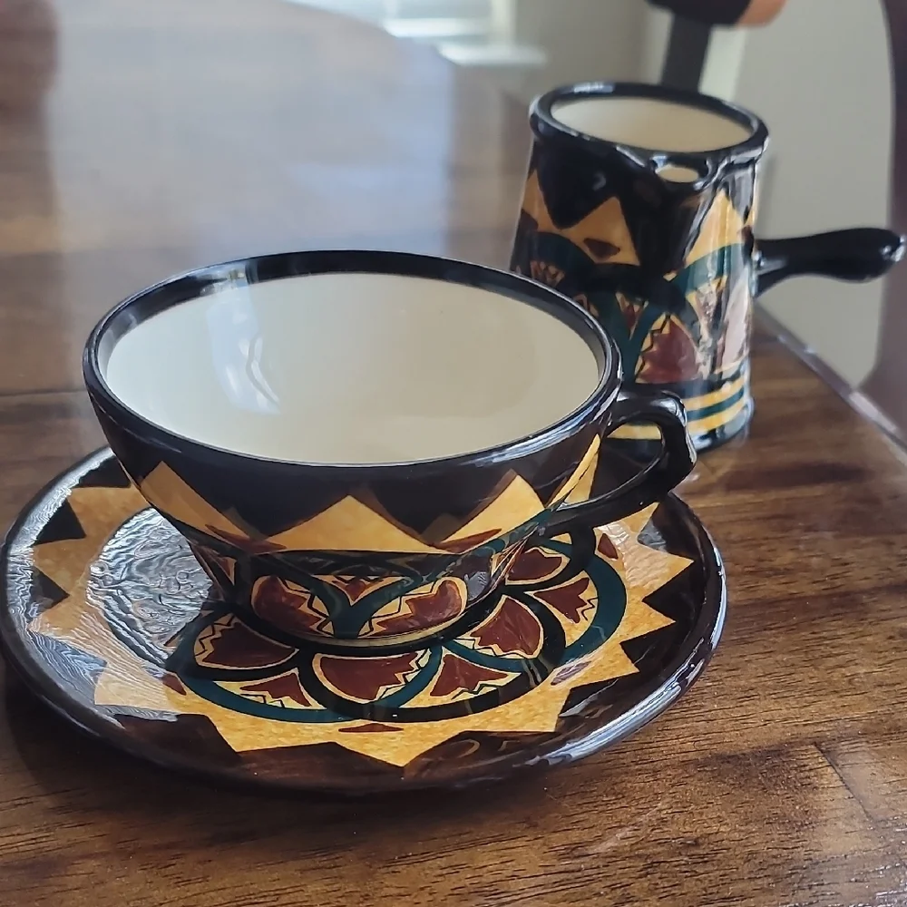 St Jean De Bretagne Decor Main Handpainted Porcelain Tea Cup & Saucer Set